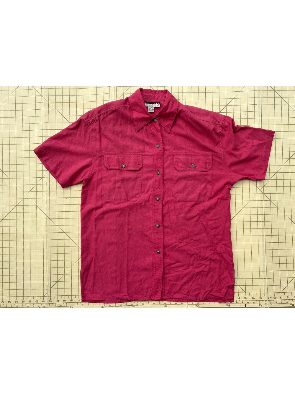 Vtg New York Studio Women’s Medium 100% Silk button up shirt muted red
